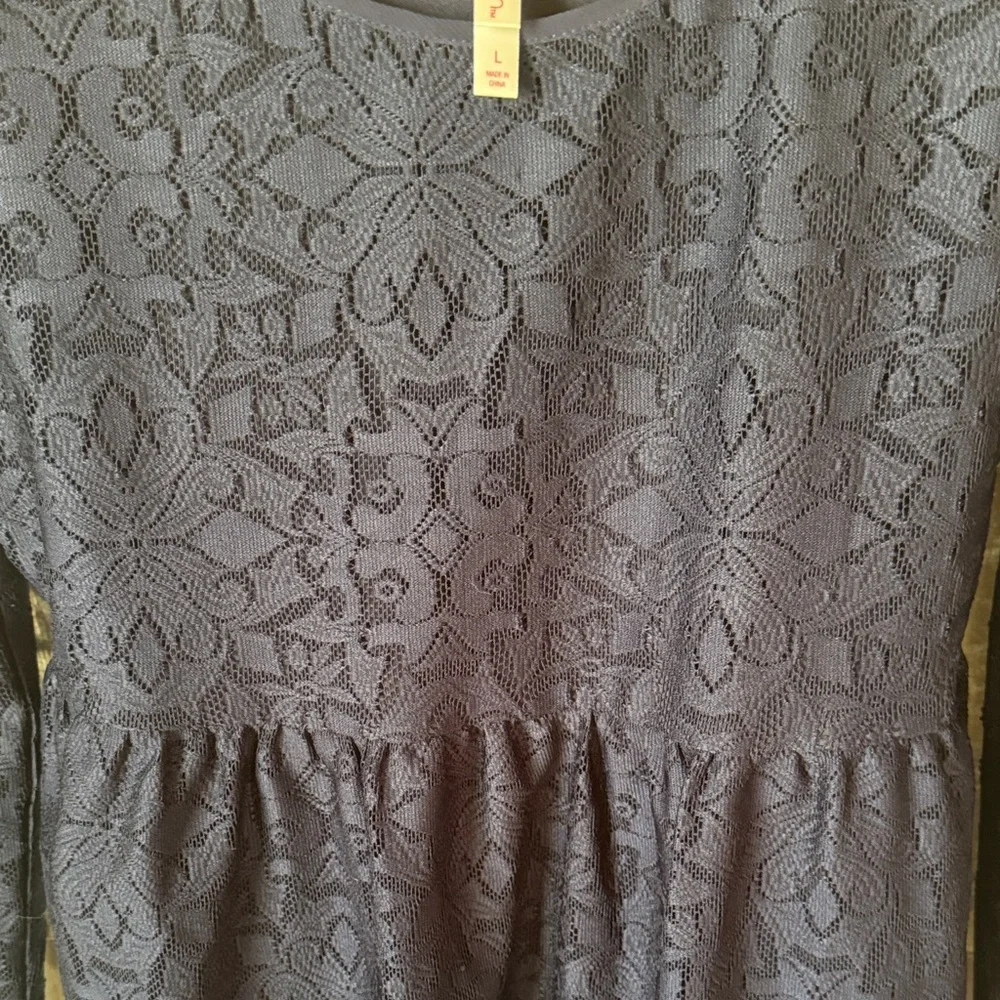 Xhilaration Navy Boat Neck Long Sleeve Lace Dress